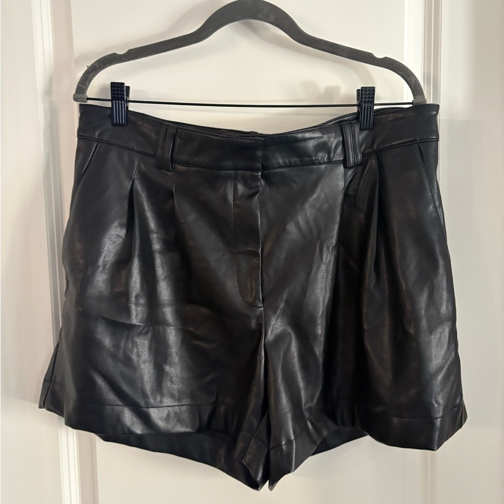 Dynamite Black High Waist Leather Shorts